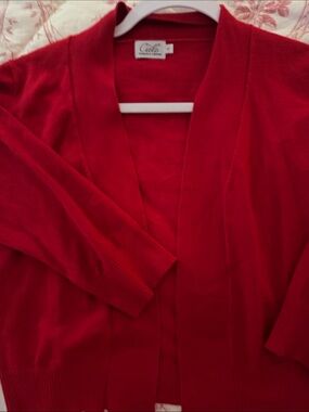 Cielo Open-Front Red Cardigan